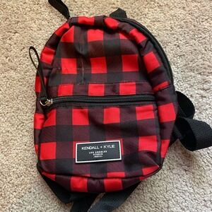 Kendall & Kylie Mini Red Black Plaid Backpack